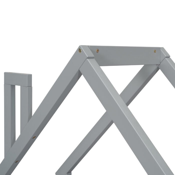 House-shaped Wooden writing Desk Kids study Table Bookshelf Gray - Image 17