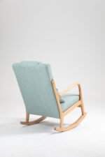 Rocking Chair Upholstered Fabric Armchair with High Backrest - Image 11