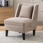 Velvet Upholstered Accent Chair with Cream Piping - Image 5