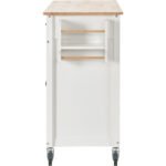 Kitchen Island Cart with Solid Wood Top and Locking Wheels (White) - Image 13