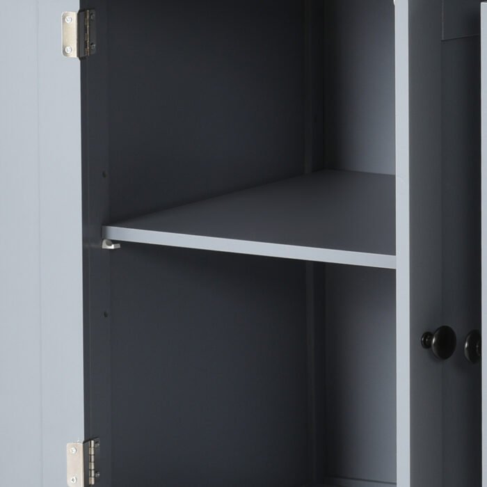 Kitchen Island Cart with Solid Wood Top and Locking Wheels (Gray) - Image 13