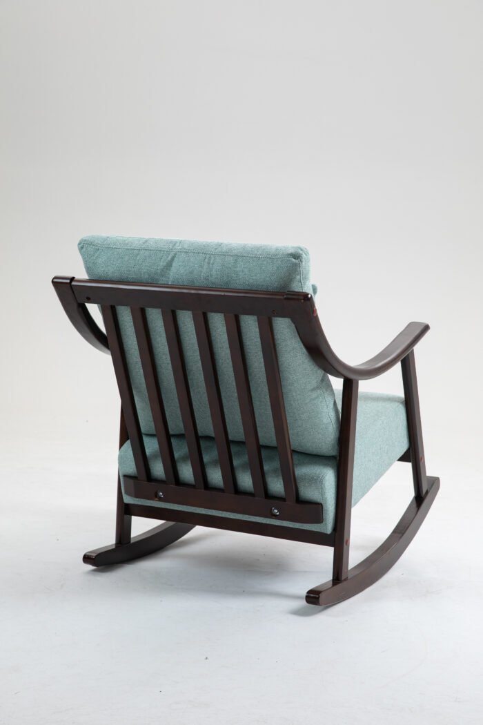 Woven fabric Mid Century Modern Accent Comfy Upholstered Glider Arm Chair - Image 18