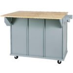 Kitchen handcart with countertop and storage cabinet (gray blue) - Image 15
