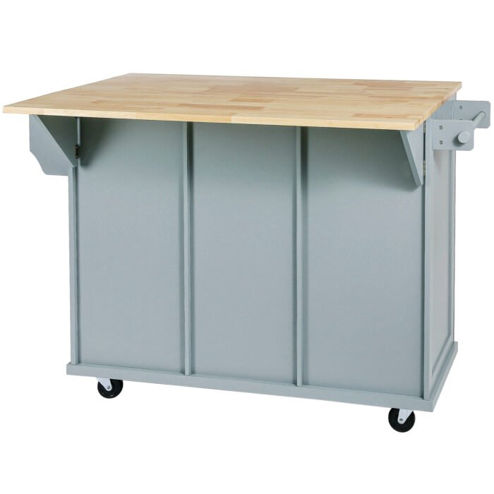 Kitchen handcart with countertop and storage cabinet (gray blue) - Image 15