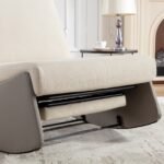 Modern rocking recliner cushioned chair with footstool, gray - Image 8