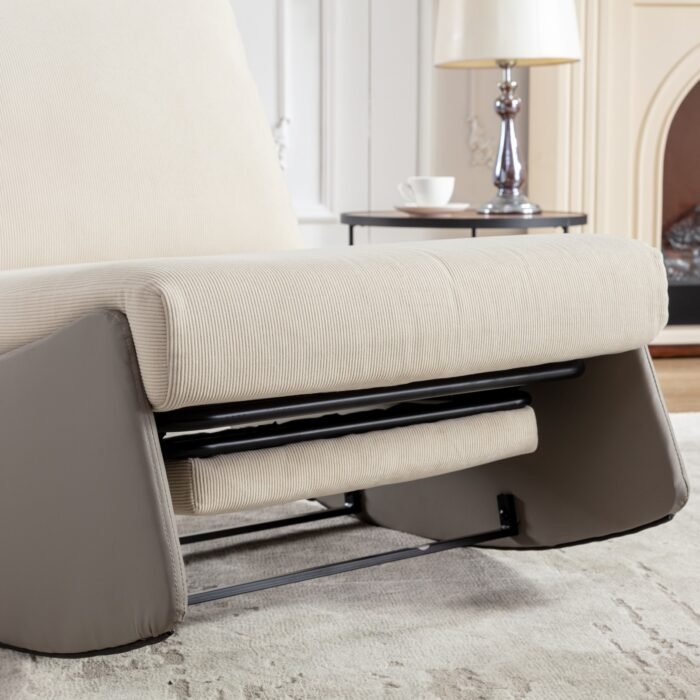 Modern rocking recliner cushioned chair with footstool, gray - Image 8