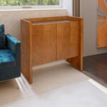 Walnut colored side panels buffet cabinet with storage - Image 4