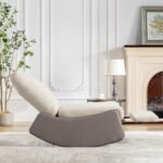 Modern rocking recliner cushioned chair with footstool, gray - Image 9