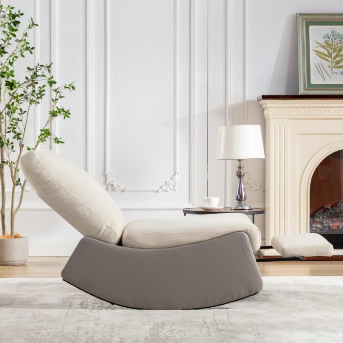 Modern rocking recliner cushioned chair with footstool, gray - Image 9