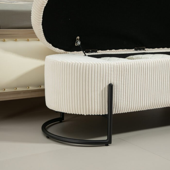 Storage Ottoman chair with safety hinge and soft cushion fabric storage - Image 10