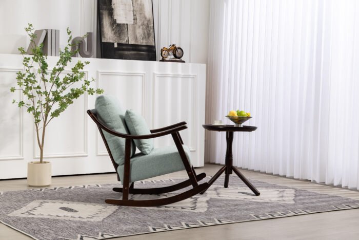 Woven fabric Mid Century Modern Accent Comfy Upholstered Glider Arm Chair - Image 6