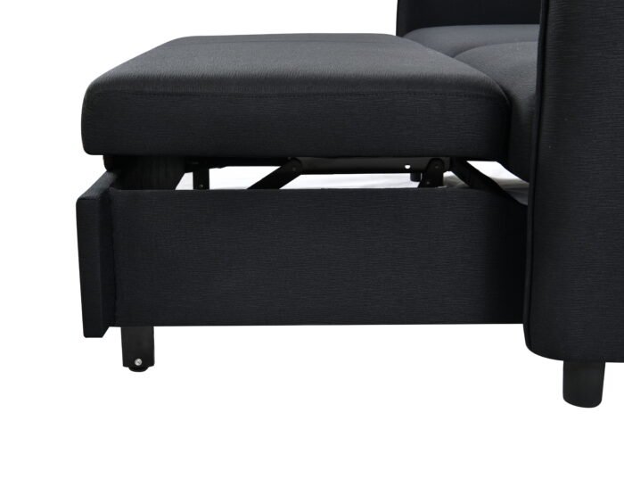 3 in 1 Convertible Sleeper Sofa Bed Modern Fabric (w/Pullout ) Black - Image 16