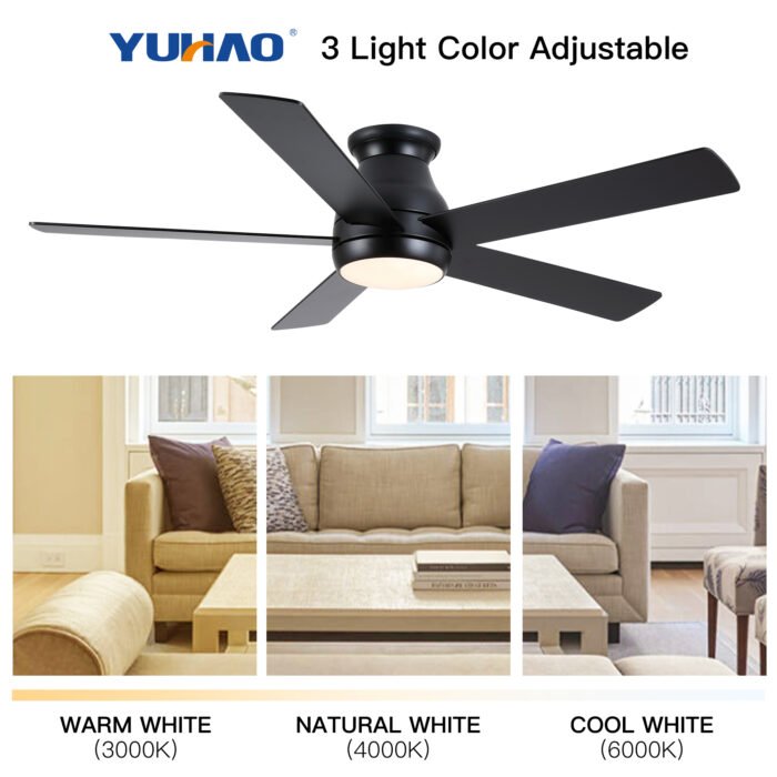 52" Low Profile Ceiling Fan with Lights - Image 5