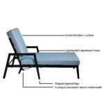 3PC Outdoor Aluminum Patio Furniture Chaise Lounge (Set of 2) - Image 5