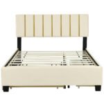 Queen Size Upholstered Platform Bed with 2 Drawers and 1 Trundle - Image 4