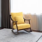 Woven fabric Mid Century Modern Accent Comfy Upholstered Glider Arm Chair