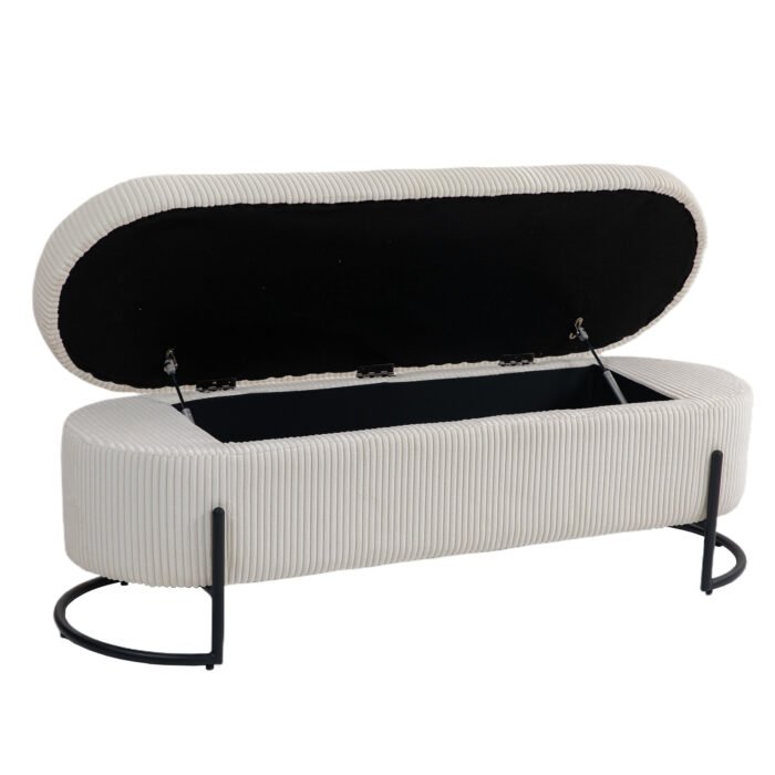 Storage Ottoman chair with safety hinge and soft cushion fabric storage - Image 19
