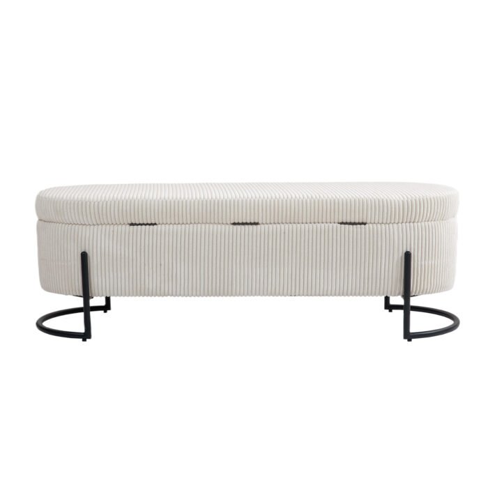 Storage Ottoman chair with safety hinge and soft cushion fabric storage - Image 17