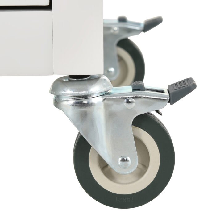 Kitchen Island Cart with Solid Wood Top and Locking Wheels (White) - Image 23