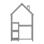 House-shaped Wooden writing Desk Kids study Table Bookshelf Gray - Image 14