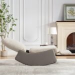 Modern rocking recliner cushioned chair with footstool, gray - Image 10