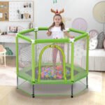 55'' Toddlers Trampoline with Safety Enclosure Net and Balls - Image 9