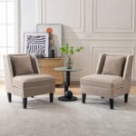 Velvet Upholstered Accent Chair with Cream Piping - Image 2