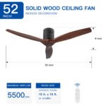 52" YUHAO Farmhouse Rustic Ceiling Fan  with Solid Wood Blade and without Light - Image 8