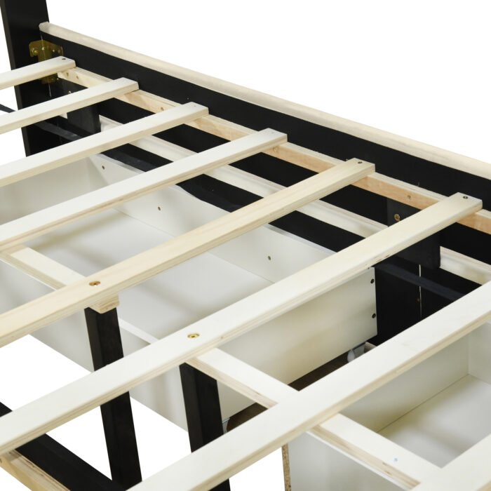 Queen Size Upholstered Platform Bed with 2 Drawers and 1 Trundle - Image 12