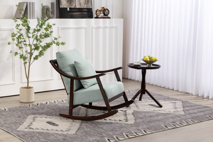 Woven fabric Mid Century Modern Accent Comfy Upholstered Glider Arm Chair - Image 7