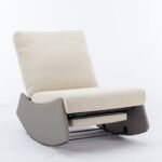 Modern rocking recliner cushioned chair with footstool, gray - Image 13