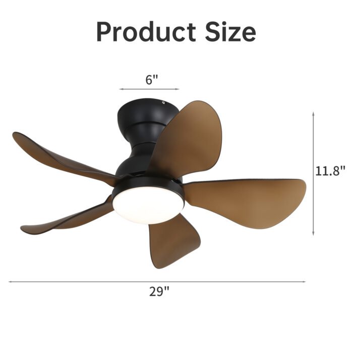 29" Low Profile Flush Mount Ceiling Fan with Light Reversible Motor and Remote Control - Image 8