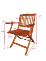 Foldable Patio Dining Set 4 Folding Chairs Indoor and outdoor universal Teak - Image 6