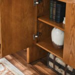 Walnut colored side panels buffet cabinet with storage - Image 12