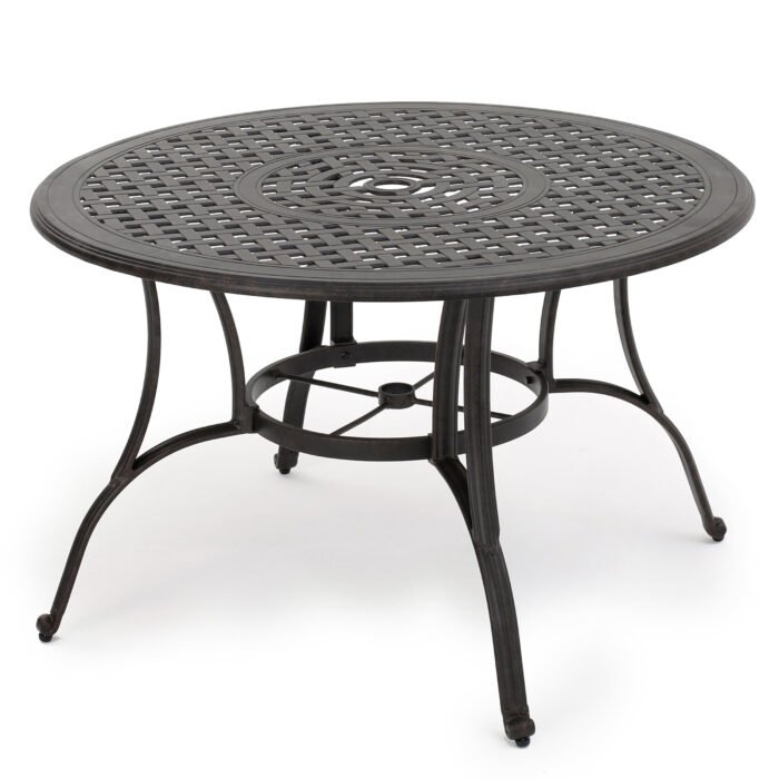 Outdoor Cast Aluminum Circular Dining Table, Black - Image 7