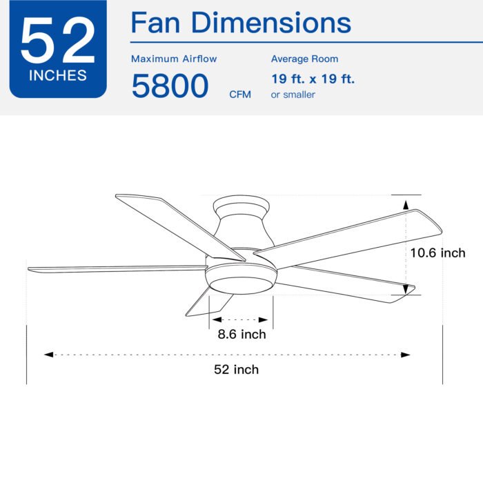 52" Low Profile Ceiling Fan with Lights - Image 10