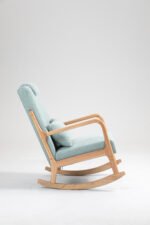 Rocking Chair Upholstered Fabric Armchair with High Backrest - Image 12