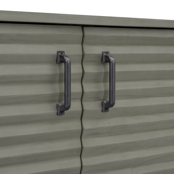 TREXM side panel with 4 door large storage and adjustable shelves and metal handles (antique gray) - Image 25