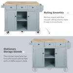 Kitchen handcart with countertop and storage cabinet (gray blue) - Image 8