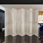 8 Panel Wooden Folding Room Divider Display for Privacy (5,6ft)