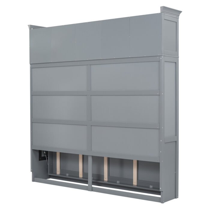 Full Size Murphy Bed Wall Bed with Top Cabinets,Gray - Image 10