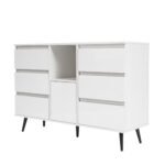Living Room Sideboard Storage Cabinet White High Gloss with LED Light - Image 3