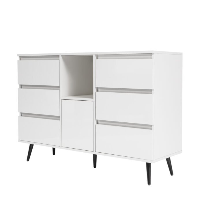 Living Room Sideboard Storage Cabinet White High Gloss with LED Light - Image 3
