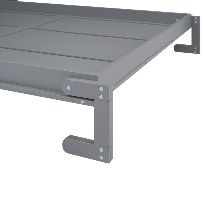 Queen Size Murphy Bed with a Shelf, Gray - Image 16