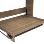 Full Size Murphy Bed with Wardrobe, Drawers and Open Shelves, Antique Grey - Image 21