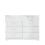 Bedroom dresser 9 drawer long with antique handles wood chest - Image 11