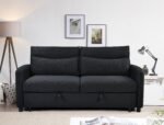 3 in 1 Convertible Sleeper Sofa Bed Modern Fabric (w/Pullout ) Black - Image 3