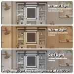 46.5-inch dressing table with adjustable LED lighting mirror and charging station and soft cushioned stool - Image 9