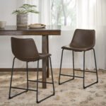 Vintage Style Brown 24-Inch Counter Stool (Set of 2)