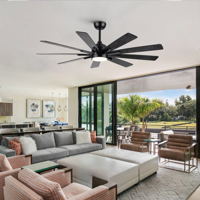 Mordern Farmhouse 62 In Black Ceiling Fan with Smart App and Remote Control - Image 5